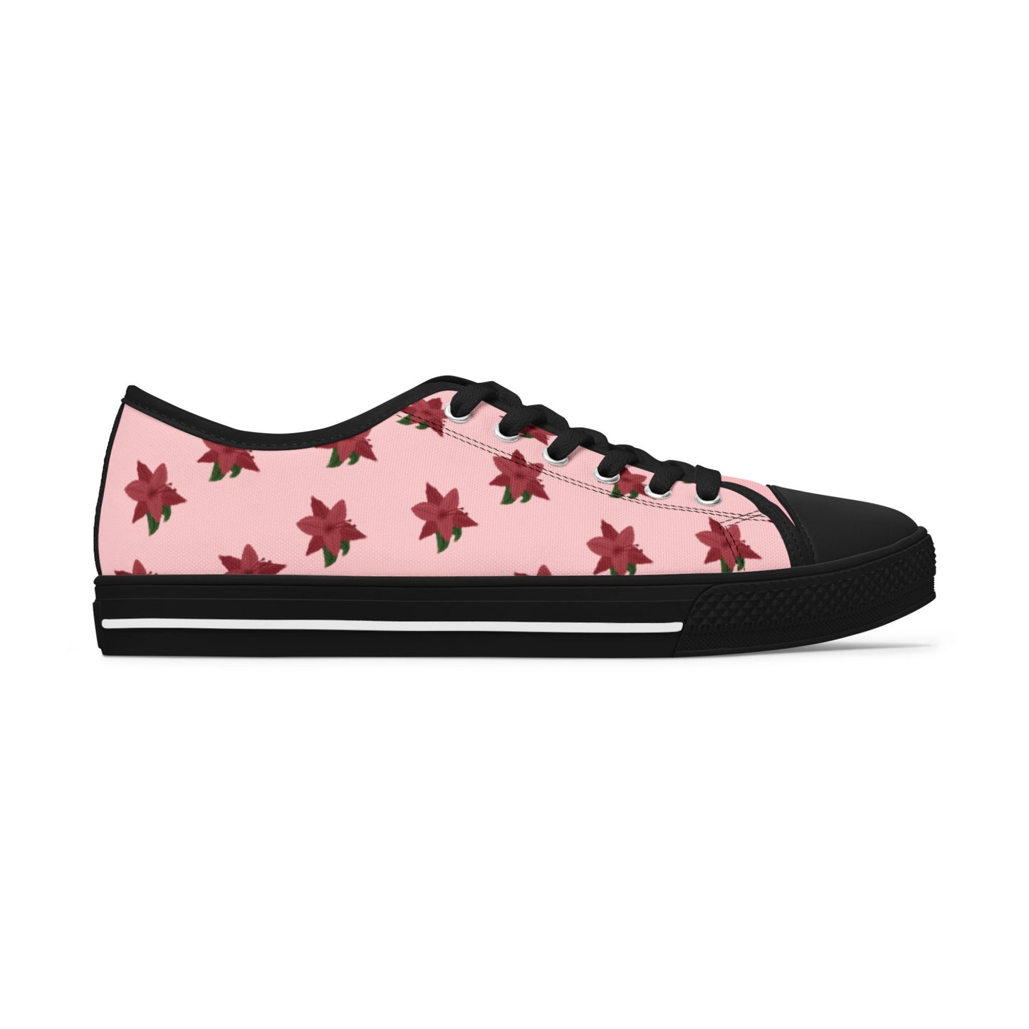 Pink Floral Print Women's Low Top Sneakers, Casual Footwear, Spring Style, Gift for Her, Comfortable Sneakers, Everyday Wear