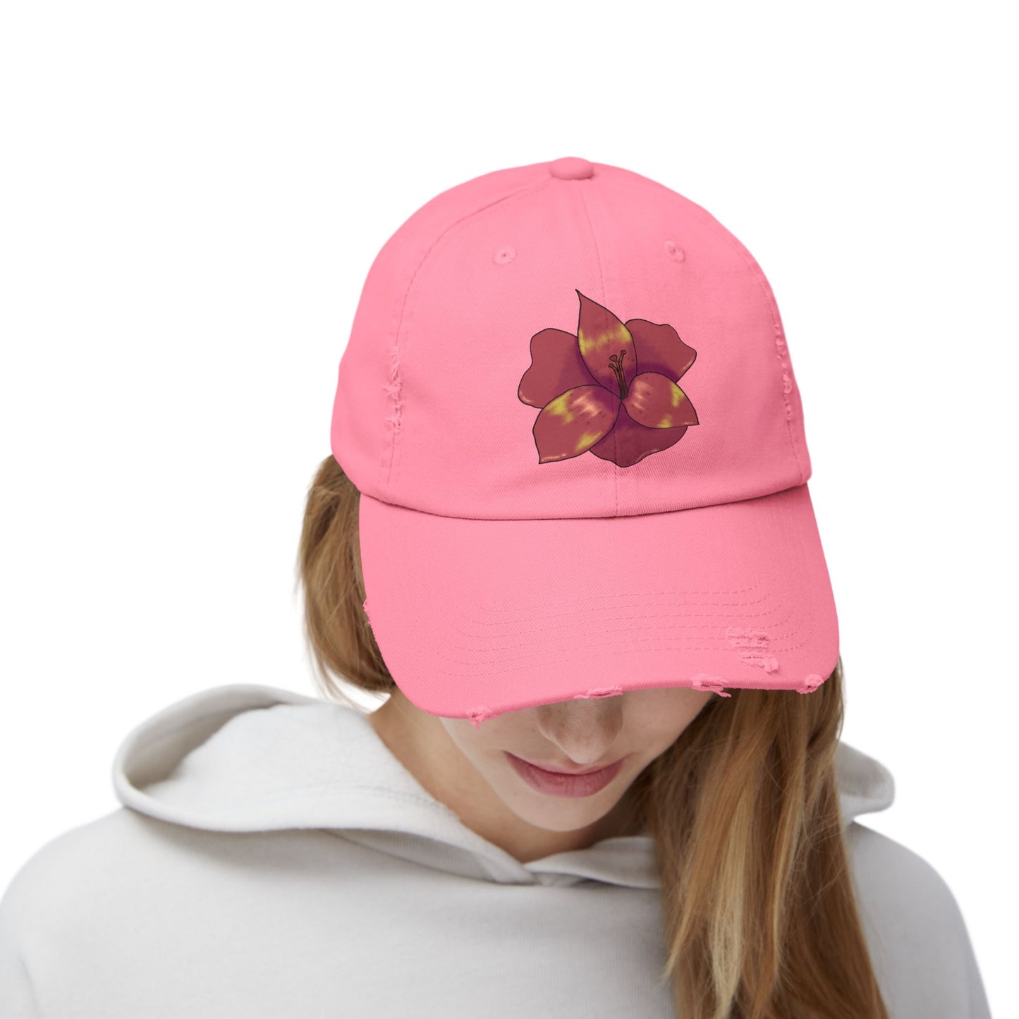 Floral Distressed Cap | Trendy Black Baseball Hat for Casual Outfits, Summer Fashion, Gift for Her, Outdoor Events, Everyday Wear