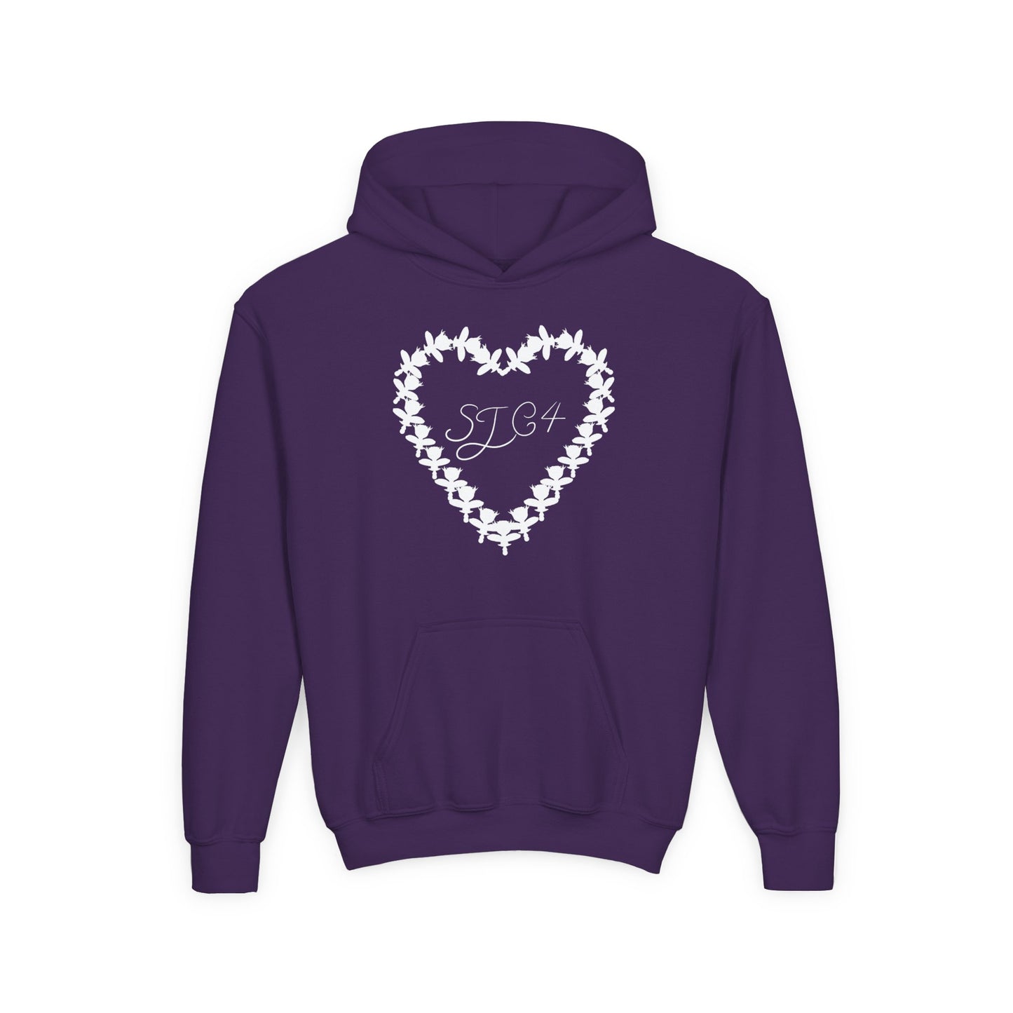 White of Youth Heart-Embellished Hooded Sweatshirt, Cozy Winter Wear, Teen Gift, Valentine's Day Hoodie, Comfortable Layering