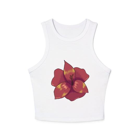 Floral Women's Ribbed Tank Top, Stylish Crop Top, Summer Wear, Beach Attire, Casual Outfit, Gift for Her