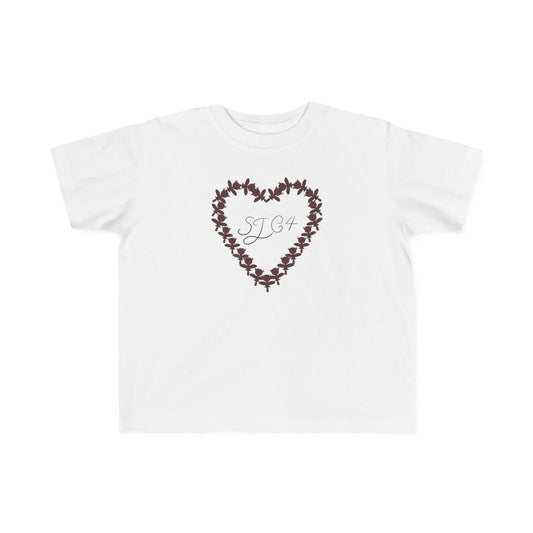 Heart-Shaped Floral Toddler Tee, Cute Kids T-Shirt, Baby Gift, Flower Print Shirt, Toddler Outfit, Party Wear