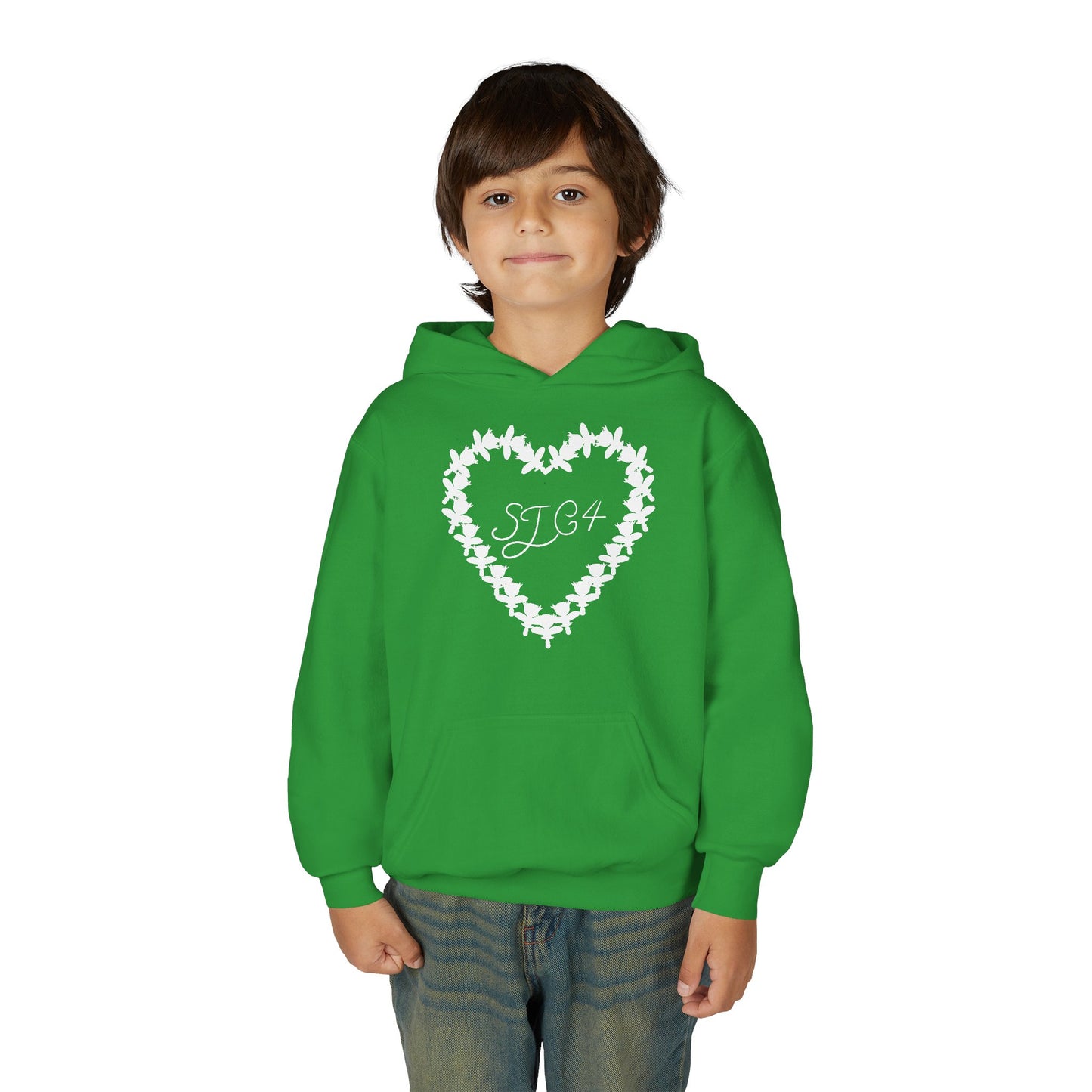 White of Youth Heart-Embellished Hooded Sweatshirt, Cozy Winter Wear, Teen Gift, Valentine's Day Hoodie, Comfortable Layering
