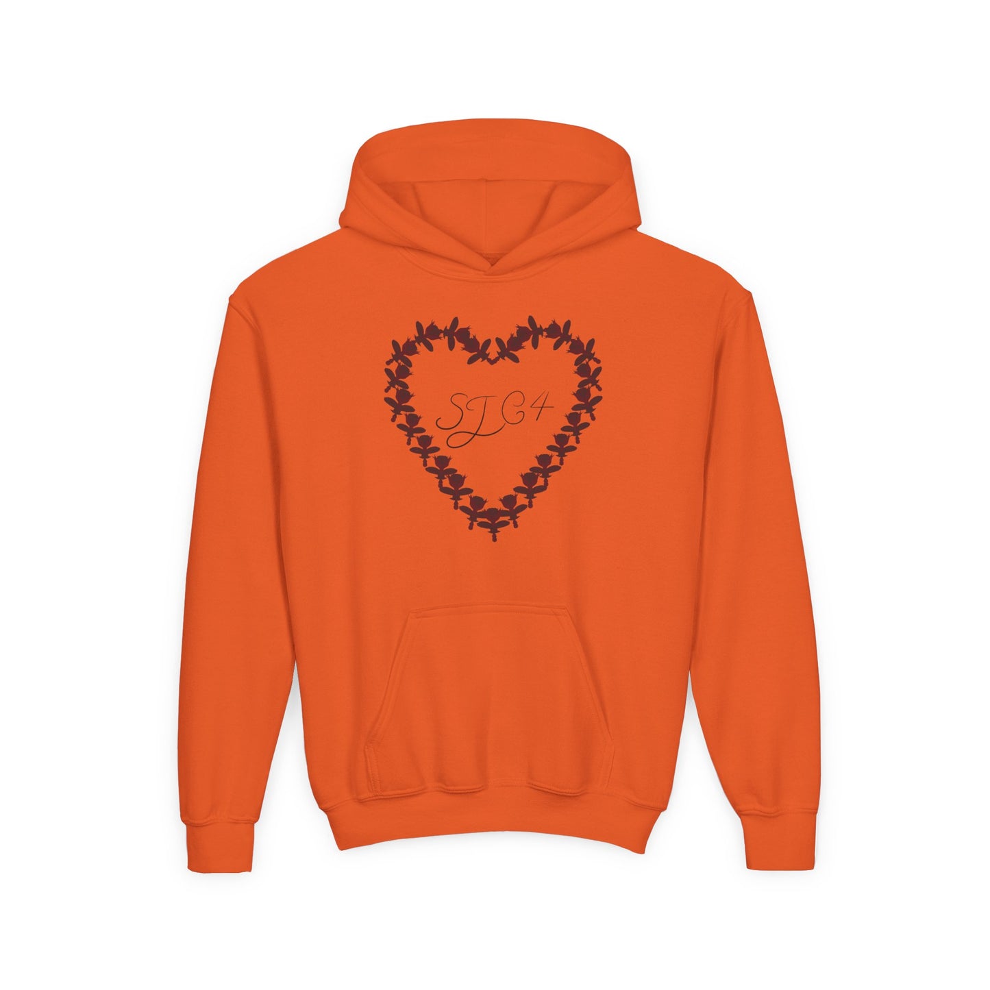 Youth Heart-Embellished Hooded Sweatshirt, Cozy Winter Wear, Teen Gift, Valentine's Day Hoodie, Comfortable Layering