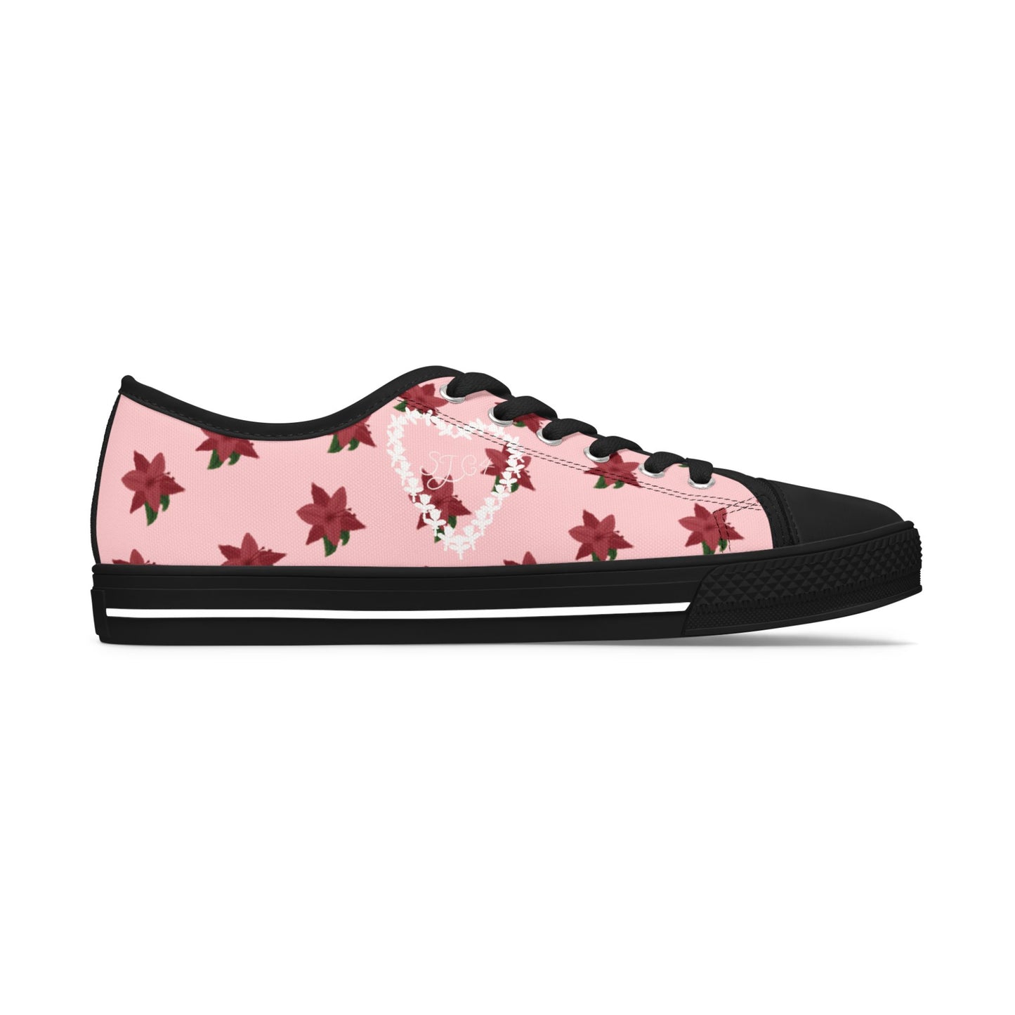 Pink Floral Print Women's Low Top Sneakers, Casual Footwear, Spring Style, Gift for Her, Comfortable Sneakers, Everyday Wear