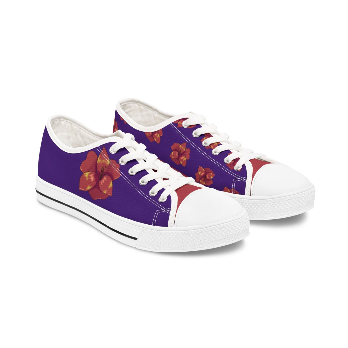 Black Floral Print Women's Low Top Sneakers, Casual Footwear, Spring Style, Gift for Her, Comfortable Sneakers, Everyday Wear