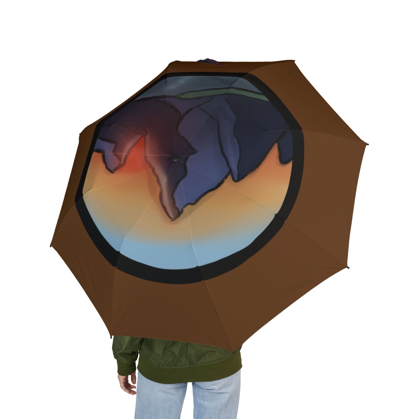 Artistic Semi-Automatic Umbrella, Stylish Portable Rain Protection, Travel Accessory, Outdoor Style
