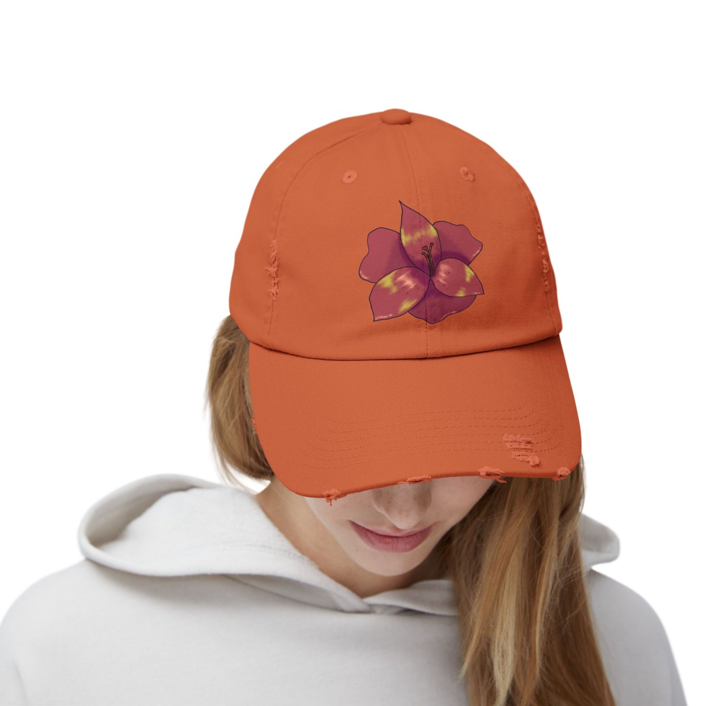 Floral Distressed Cap | Trendy Black Baseball Hat for Casual Outfits, Summer Fashion, Gift for Her, Outdoor Events, Everyday Wear