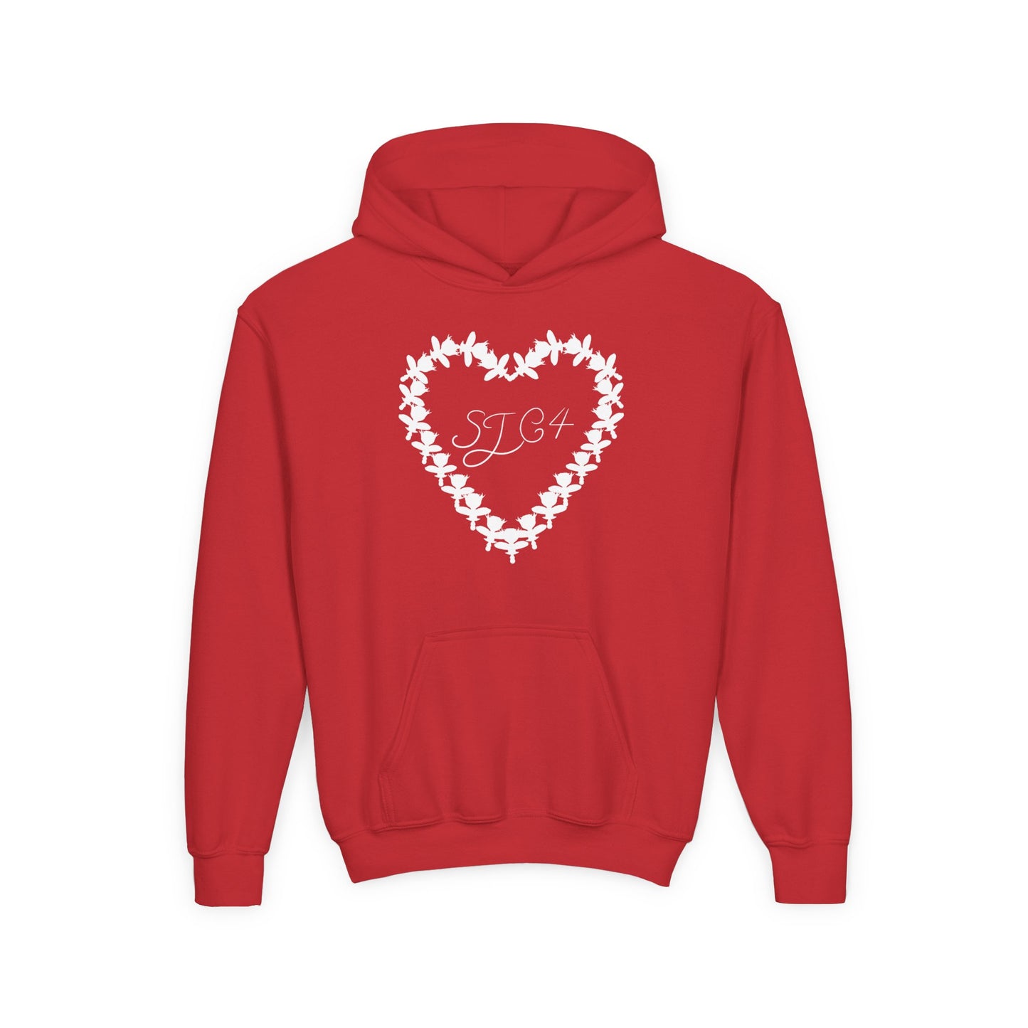 White of Youth Heart-Embellished Hooded Sweatshirt, Cozy Winter Wear, Teen Gift, Valentine's Day Hoodie, Comfortable Layering