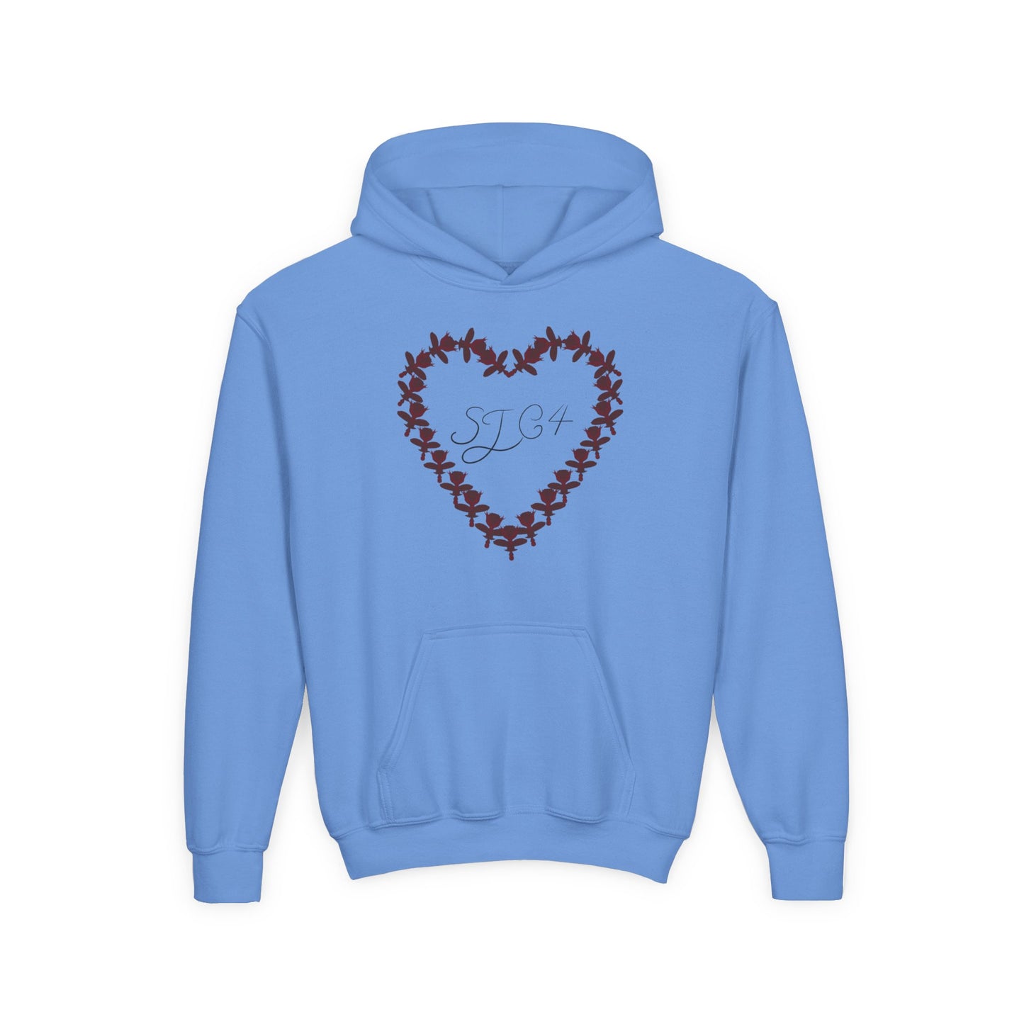 Youth Heart-Embellished Hooded Sweatshirt, Cozy Winter Wear, Teen Gift, Valentine's Day Hoodie, Comfortable Layering