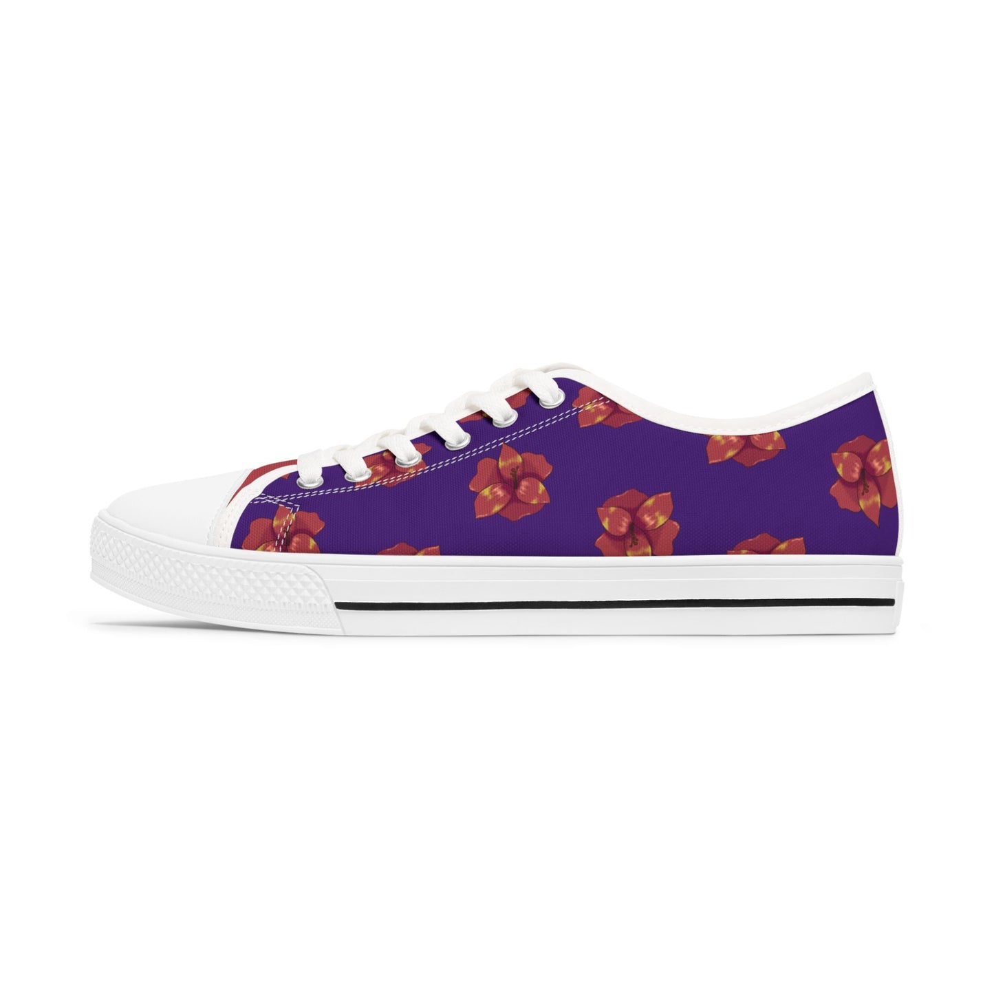 Black Floral Print Women's Low Top Sneakers, Casual Footwear, Spring Style, Gift for Her, Comfortable Sneakers, Everyday Wear