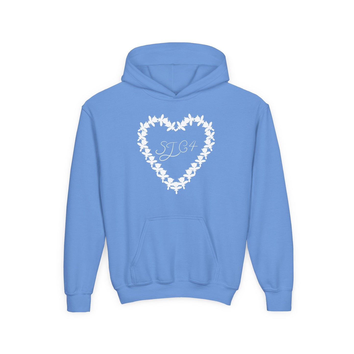 White of Youth Heart-Embellished Hooded Sweatshirt, Cozy Winter Wear, Teen Gift, Valentine's Day Hoodie, Comfortable Layering