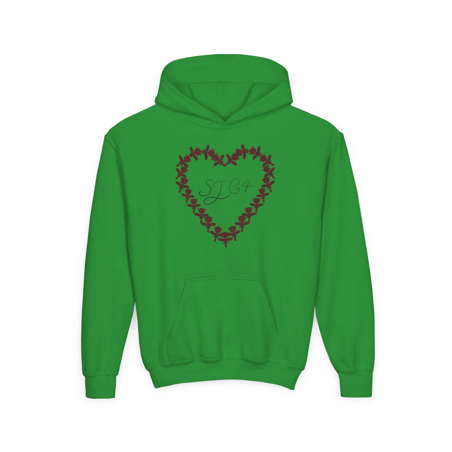 Youth Heart-Embellished Hooded Sweatshirt, Cozy Winter Wear, Teen Gift, Valentine's Day Hoodie, Comfortable Layering