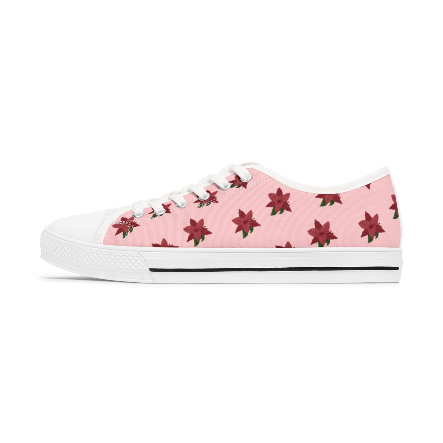 Pink Floral Print Women's Low Top Sneakers, Casual Footwear, Spring Style, Gift for Her, Comfortable Sneakers, Everyday Wear
