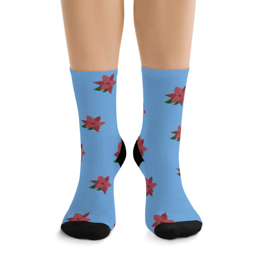 Colorful Floral Pattern Recycled Poly Socks - Eco-Friendly Gift, Stylish Accessory, Everyday Wear, Unique Sock Collection