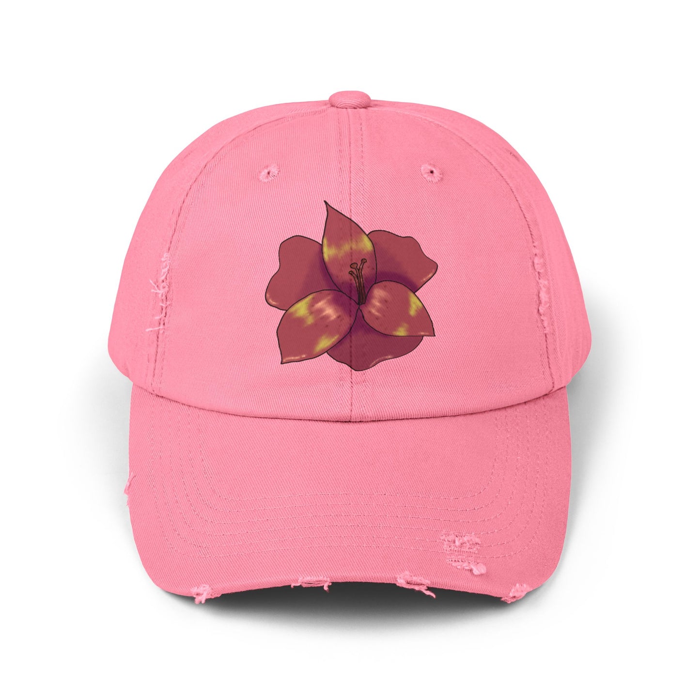 Floral Distressed Cap | Trendy Black Baseball Hat for Casual Outfits, Summer Fashion, Gift for Her, Outdoor Events, Everyday Wear