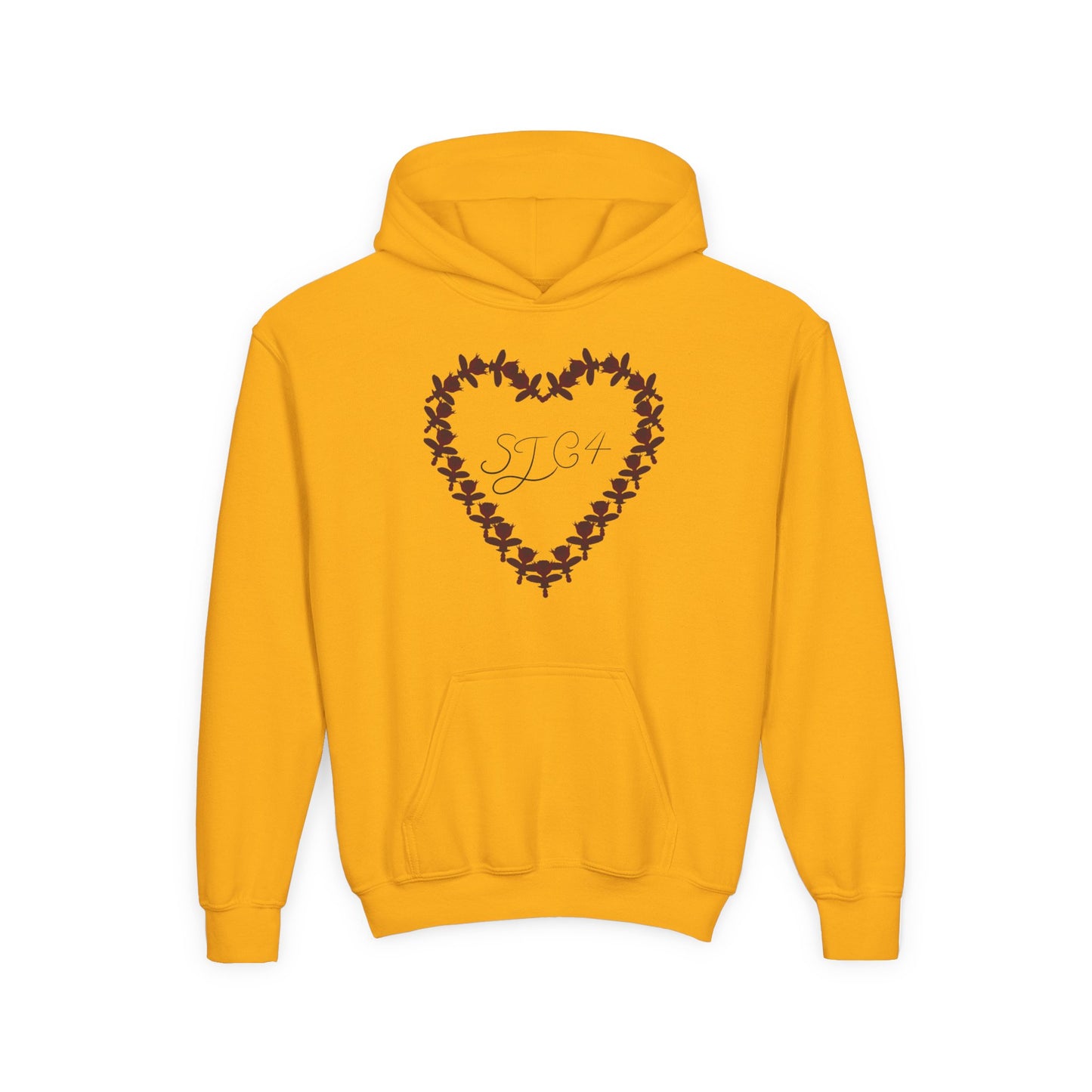 Youth Heart-Embellished Hooded Sweatshirt, Cozy Winter Wear, Teen Gift, Valentine's Day Hoodie, Comfortable Layering