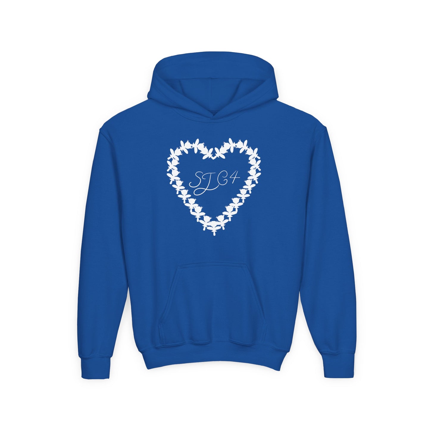 White of Youth Heart-Embellished Hooded Sweatshirt, Cozy Winter Wear, Teen Gift, Valentine's Day Hoodie, Comfortable Layering