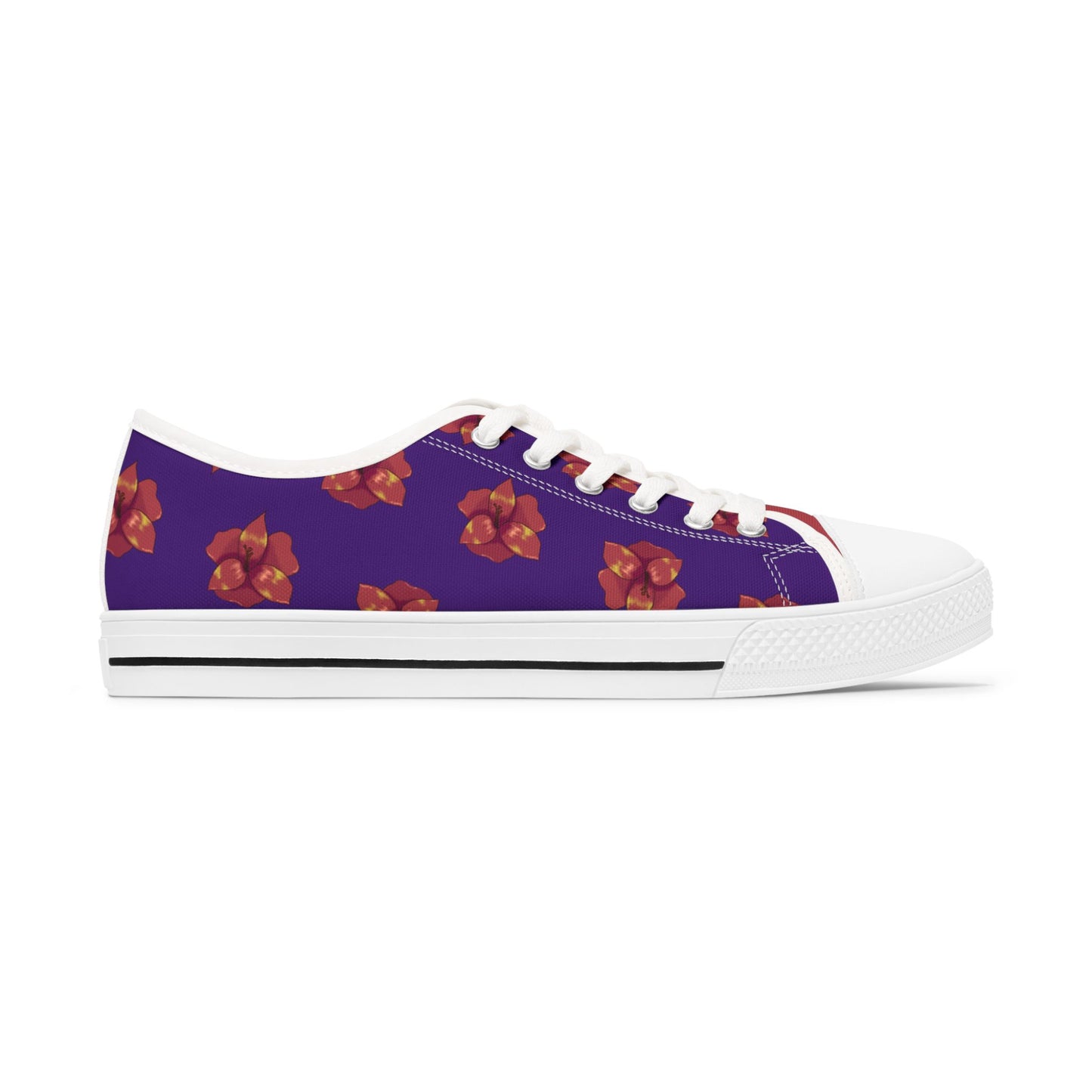 Black Floral Print Women's Low Top Sneakers, Casual Footwear, Spring Style, Gift for Her, Comfortable Sneakers, Everyday Wear