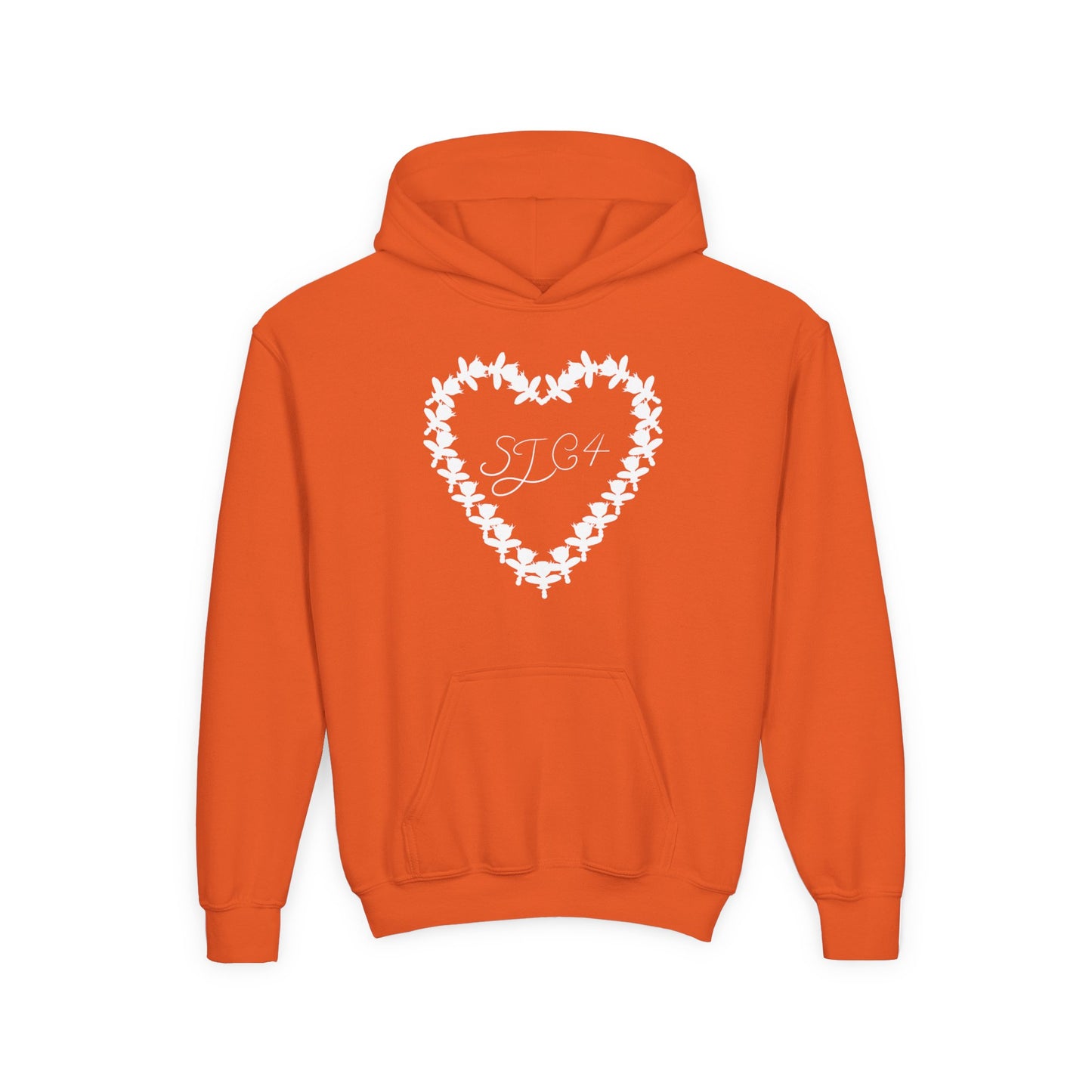 White of Youth Heart-Embellished Hooded Sweatshirt, Cozy Winter Wear, Teen Gift, Valentine's Day Hoodie, Comfortable Layering