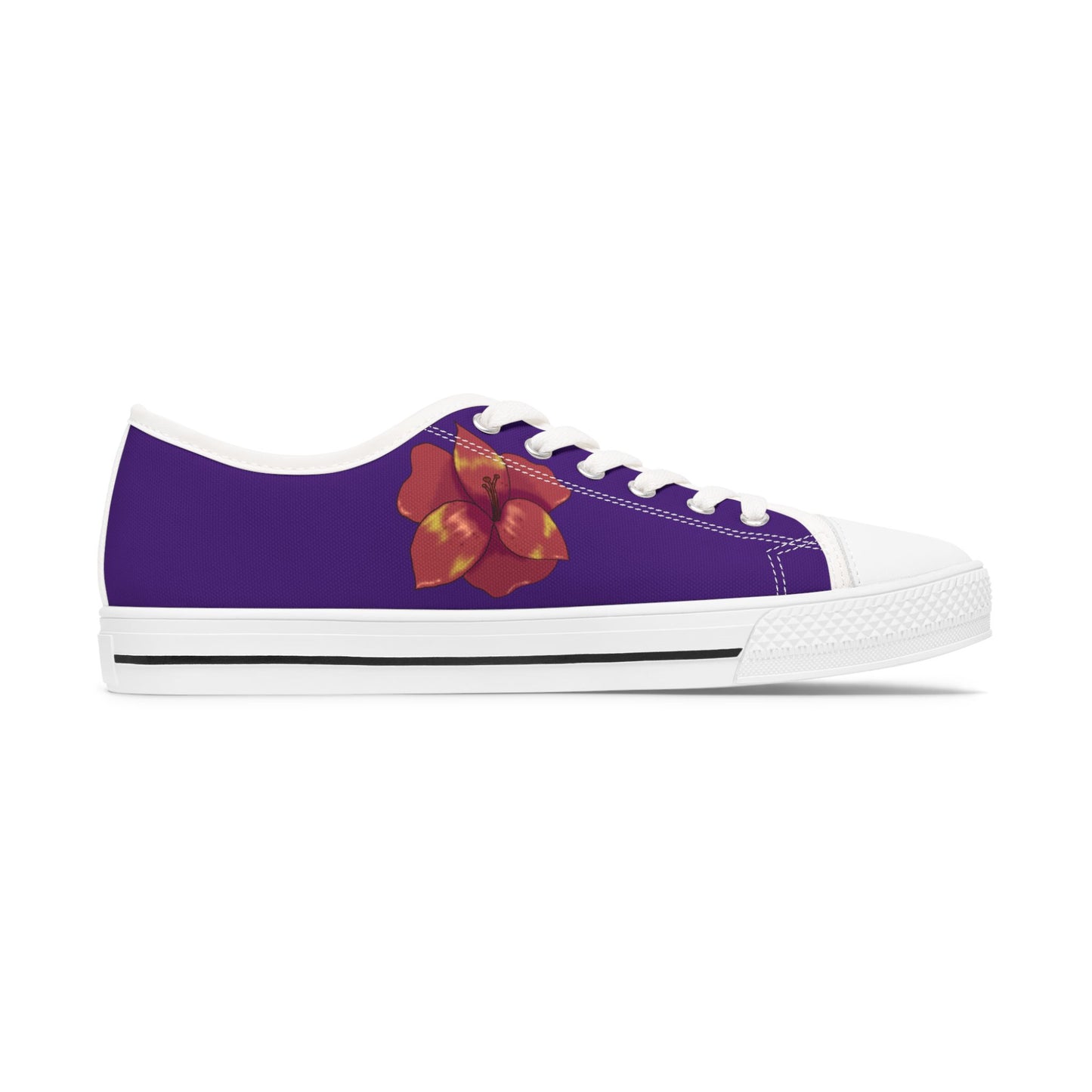 Black Floral Print Women's Low Top Sneakers, Casual Footwear, Spring Style, Gift for Her, Comfortable Sneakers, Everyday Wear