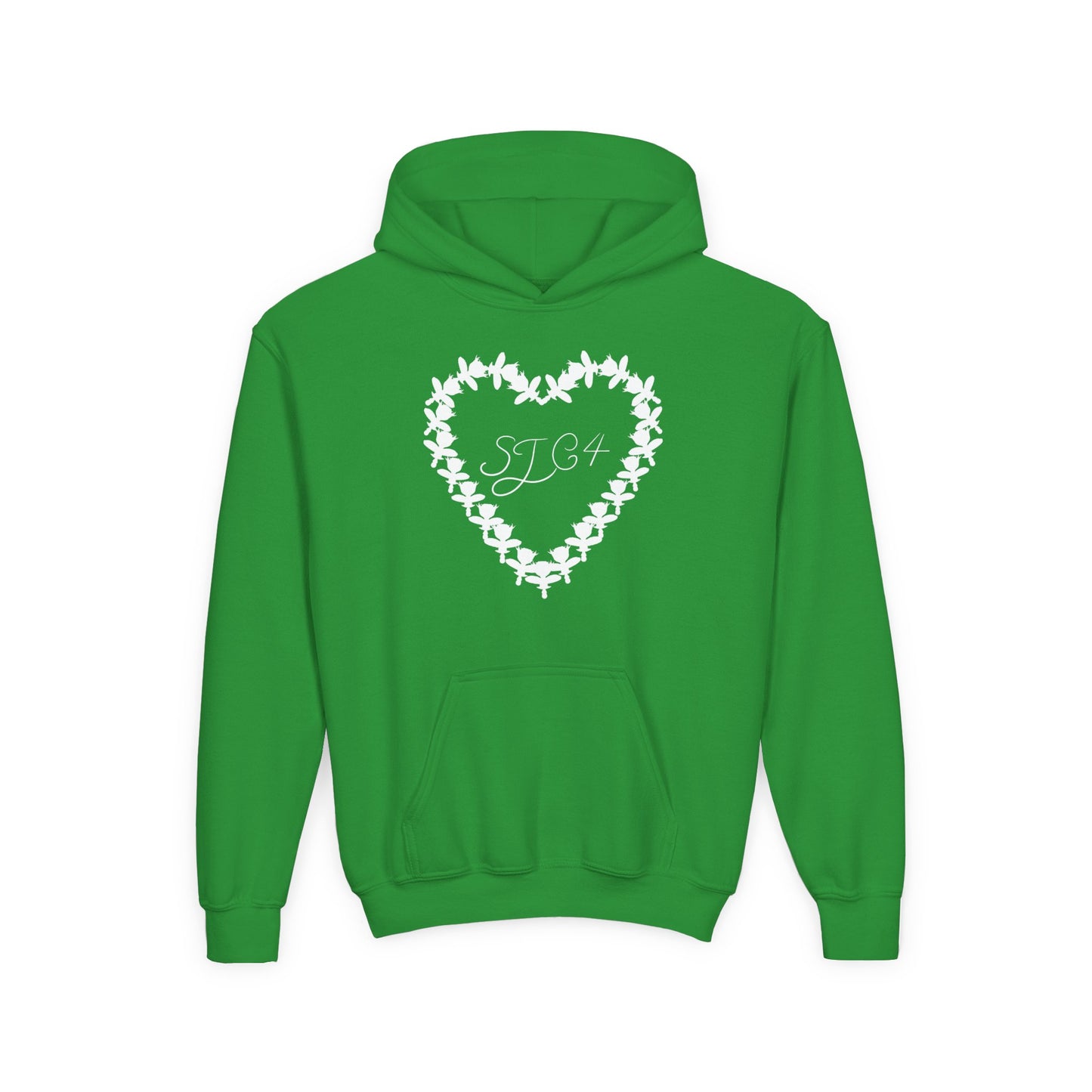 White of Youth Heart-Embellished Hooded Sweatshirt, Cozy Winter Wear, Teen Gift, Valentine's Day Hoodie, Comfortable Layering