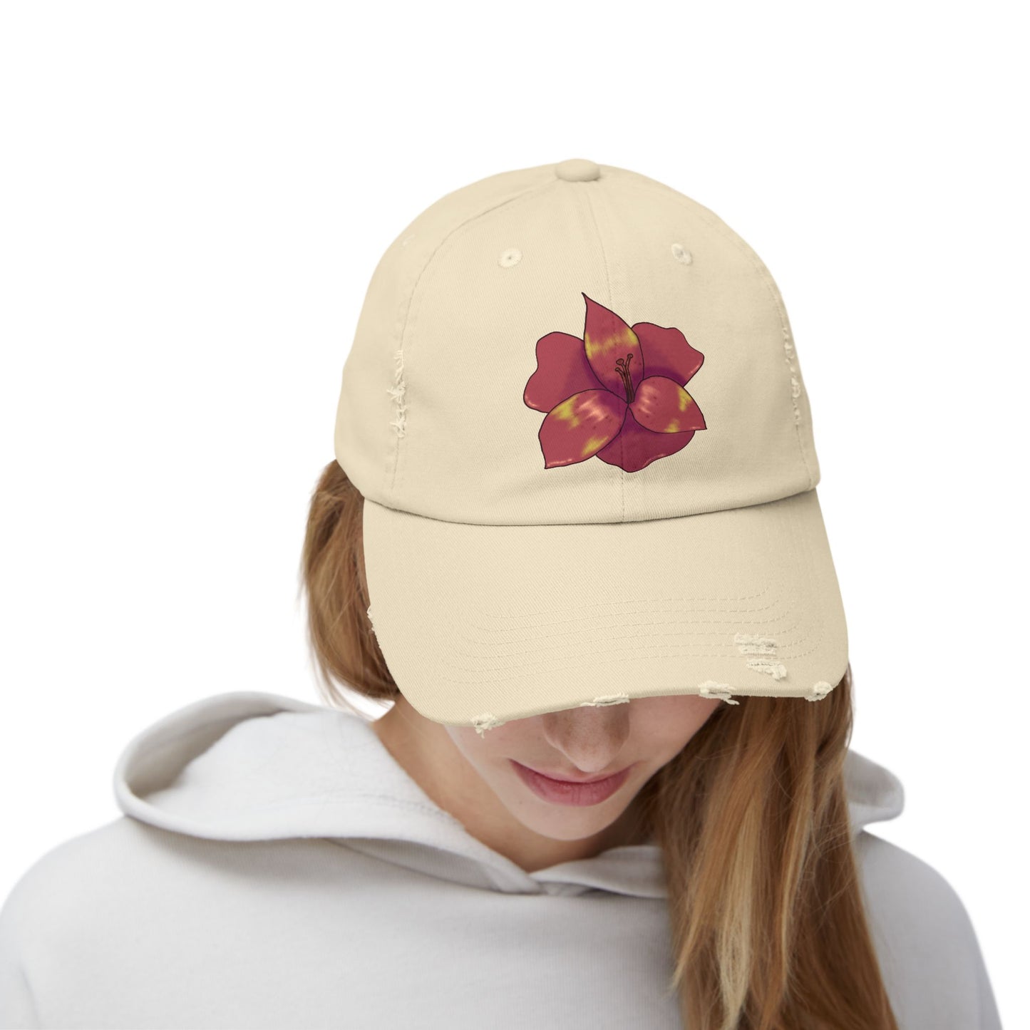 Floral Distressed Cap | Trendy Black Baseball Hat for Casual Outfits, Summer Fashion, Gift for Her, Outdoor Events, Everyday Wear